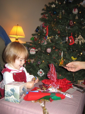 Erika opening her stocking