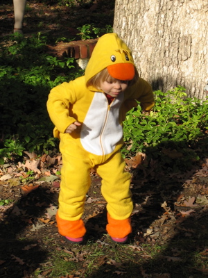 Erika in a duck costume