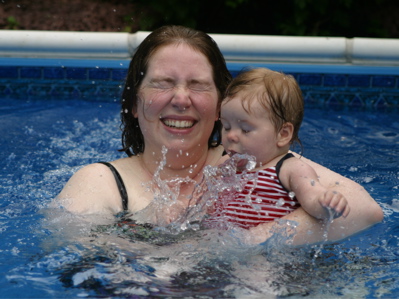 Sonja and Erika in swimming pool